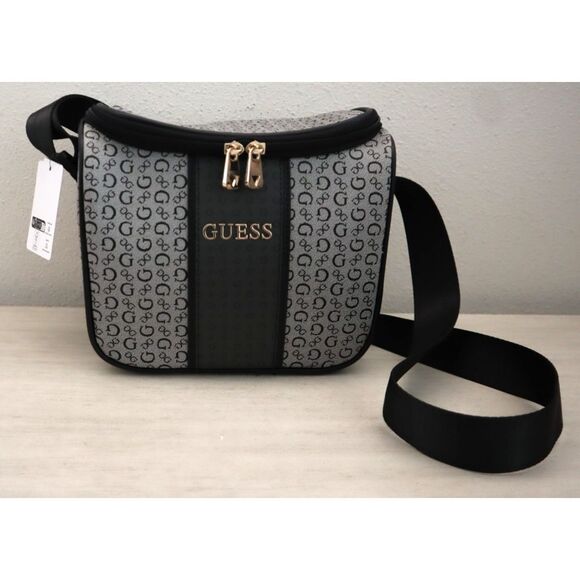 Guess RCS9478069 Black Multi Monogram Suma Travel Insulated Lunch Box w/Strap - Picture 1 of 8